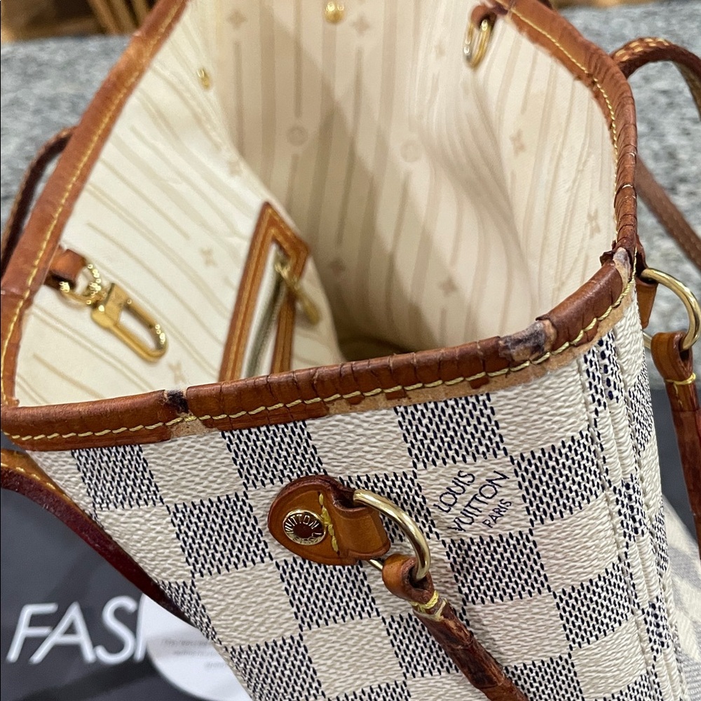 Louis Vuitton Damier Azur Canvas Tote with Brown Leather Trim - Picture 14 of 14